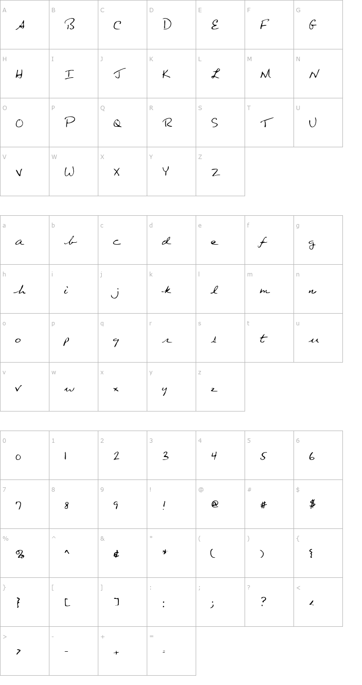 Character Map LEHN080 Font