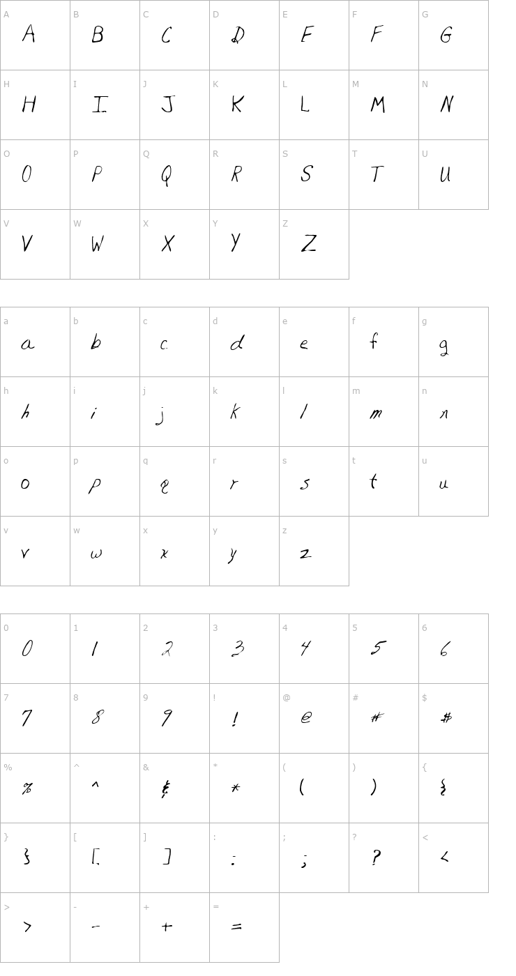 Character Map LEHN081 Font