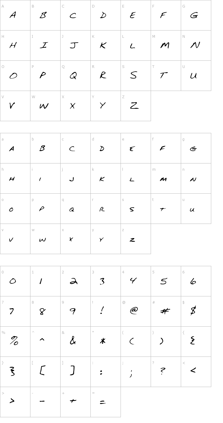 Character Map LEHN082 Font