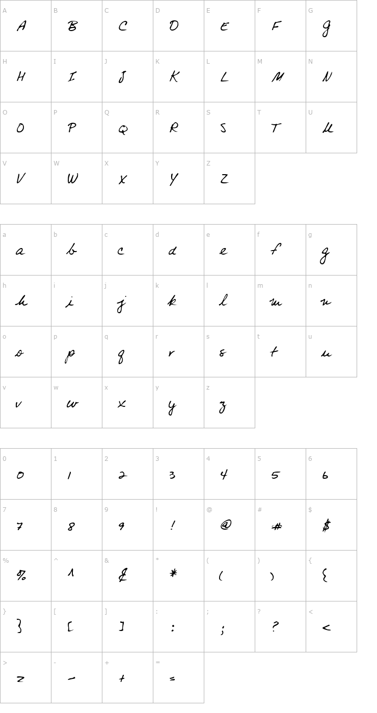 Character Map LEHN083 Font