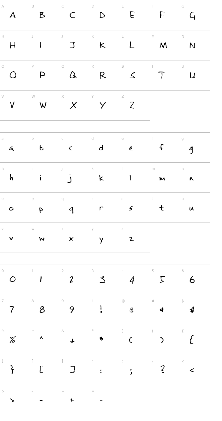 Character Map LEHN084 Font