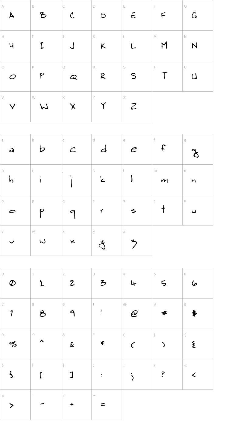 Character Map LEHN085 Font