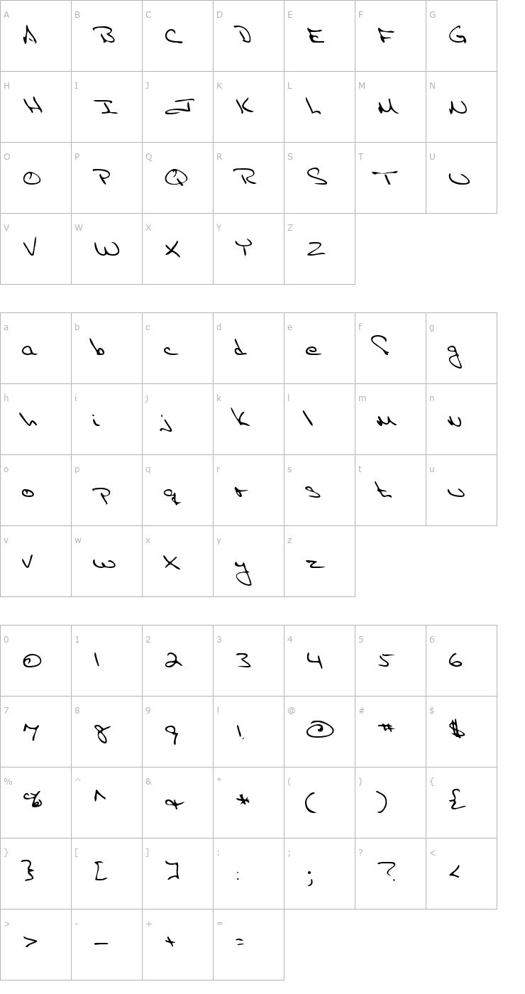 Character Map LEHN087 Font