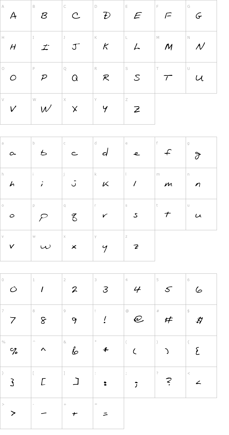 Character Map LEHN089 Font