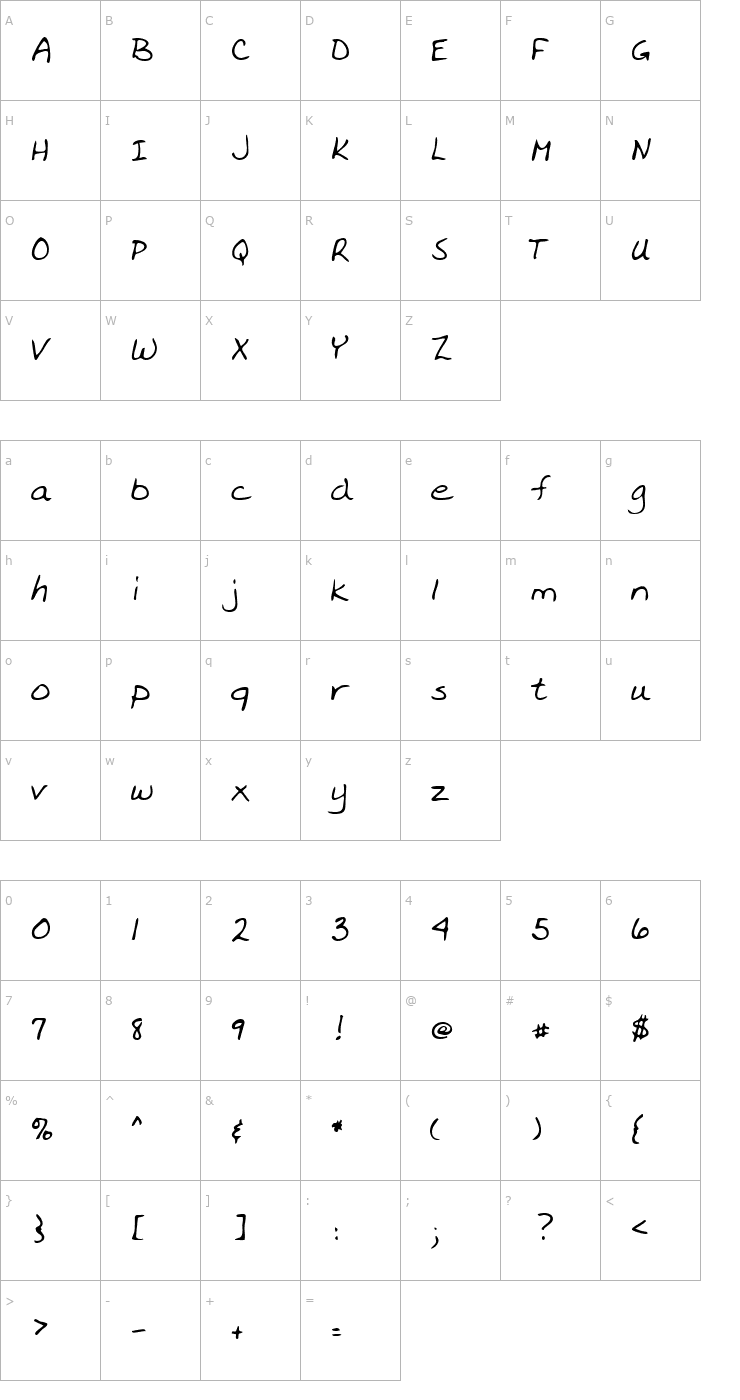 Character Map LEHN091 Font