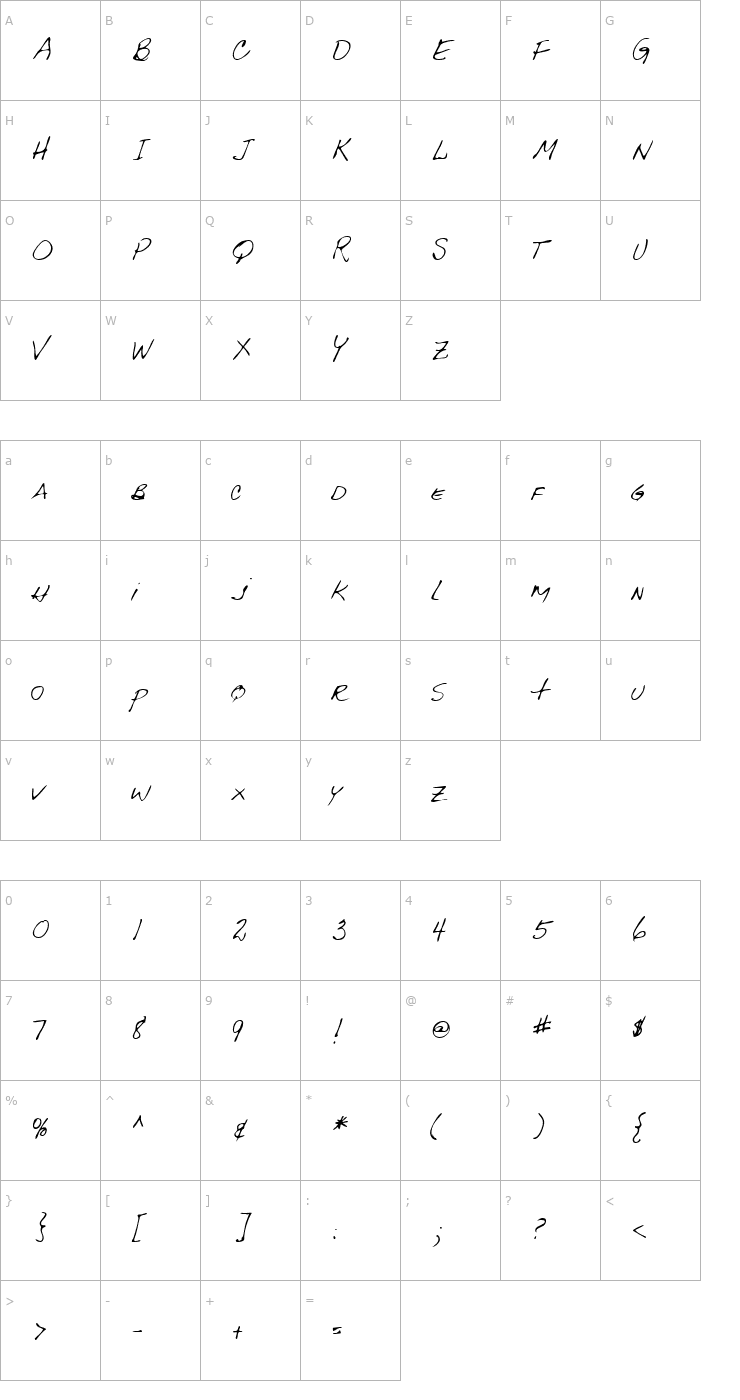 Character Map LEHN092 Font