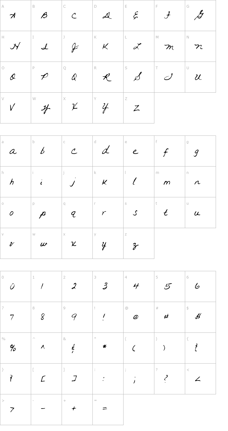 Character Map LEHN093 Font