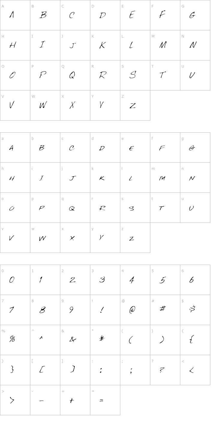 Character Map LEHN096 Font