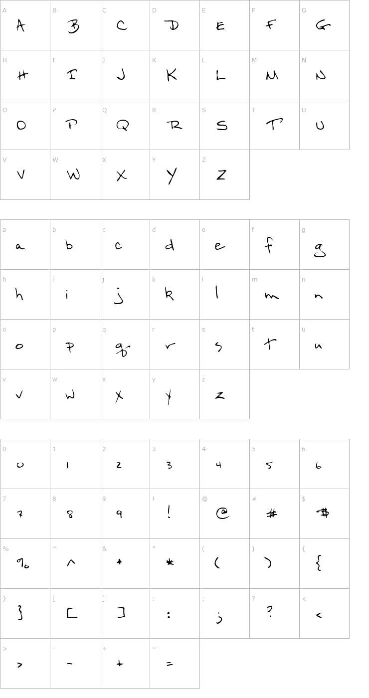 Character Map LEHN098 Font