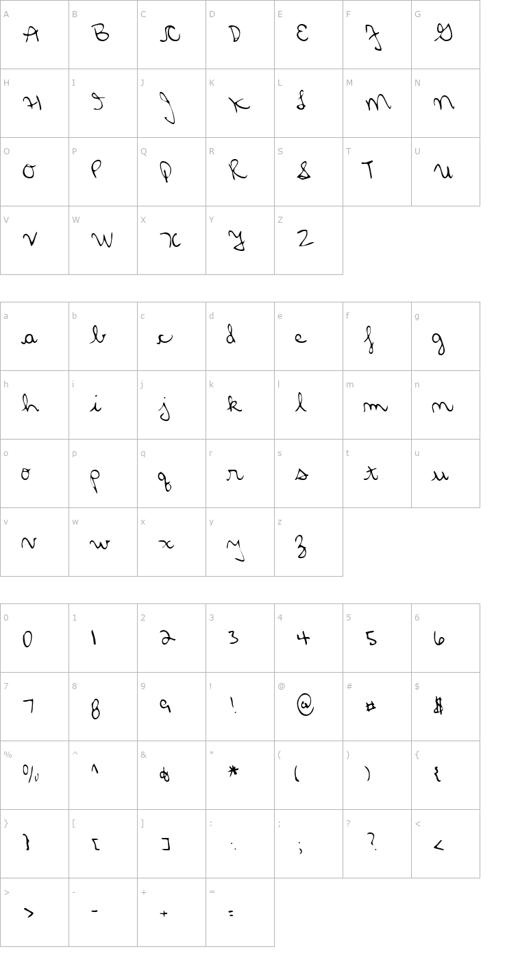 Character Map LEHN099 Font