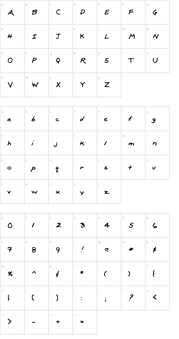 Character Map LEHN100 Font