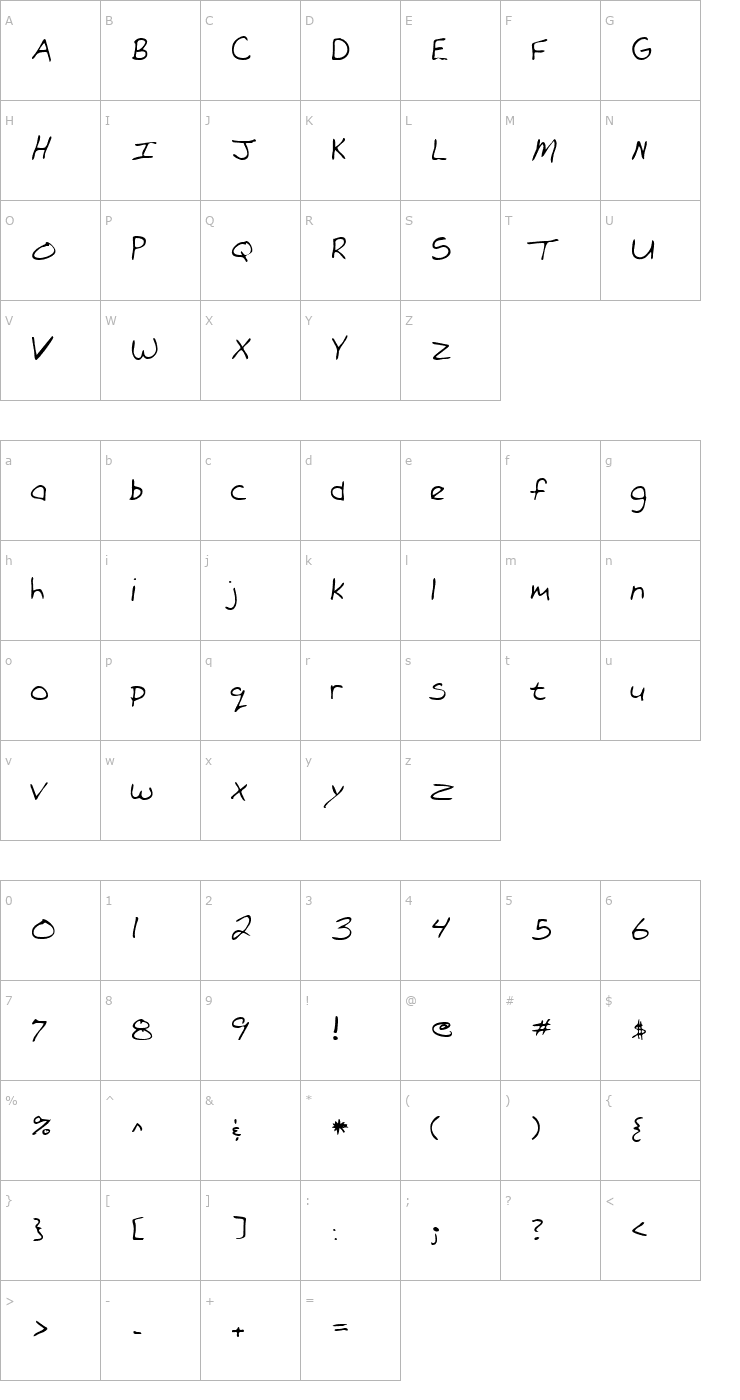 Character Map LEHN101 Font