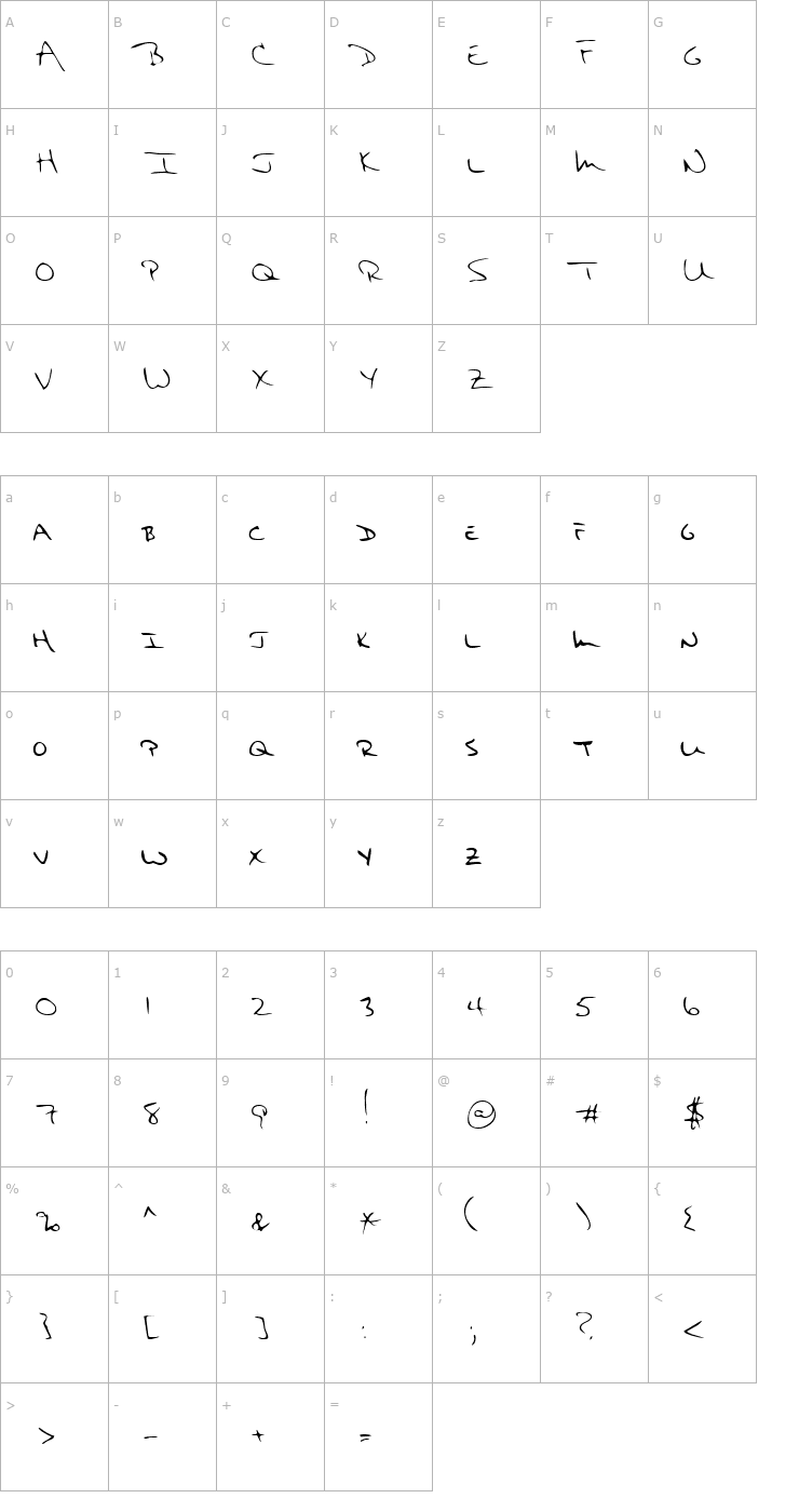 Character Map LEHN103 Font