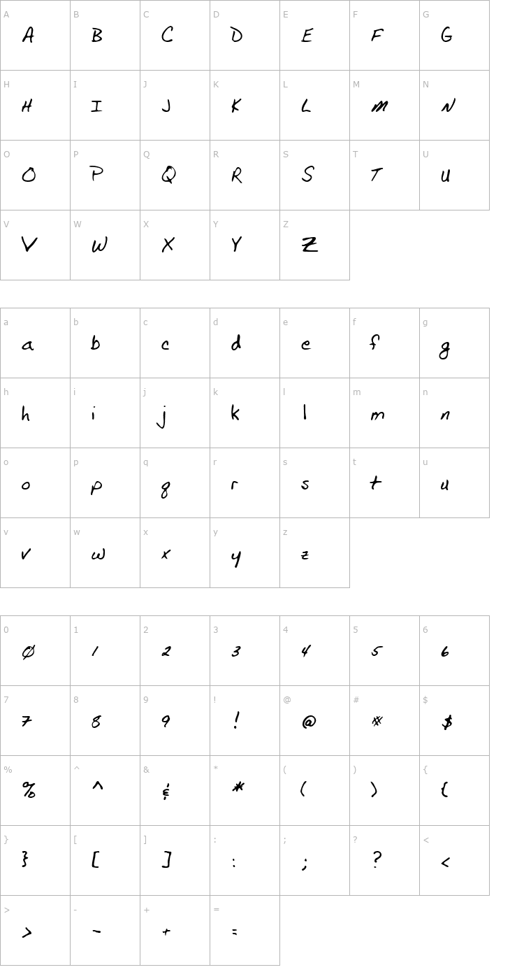 Character Map LEHN105 Font