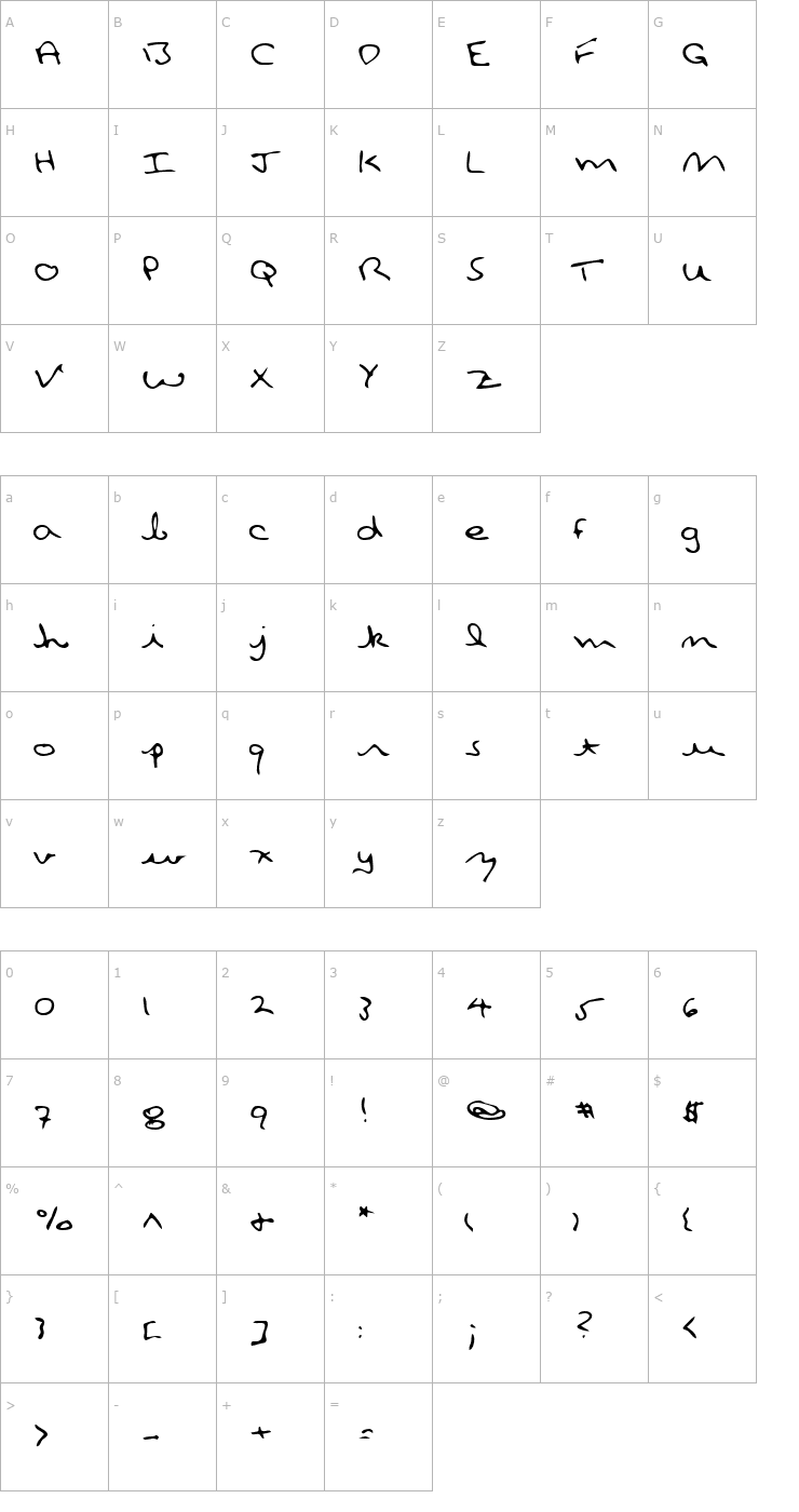 Character Map LEHN108 Font