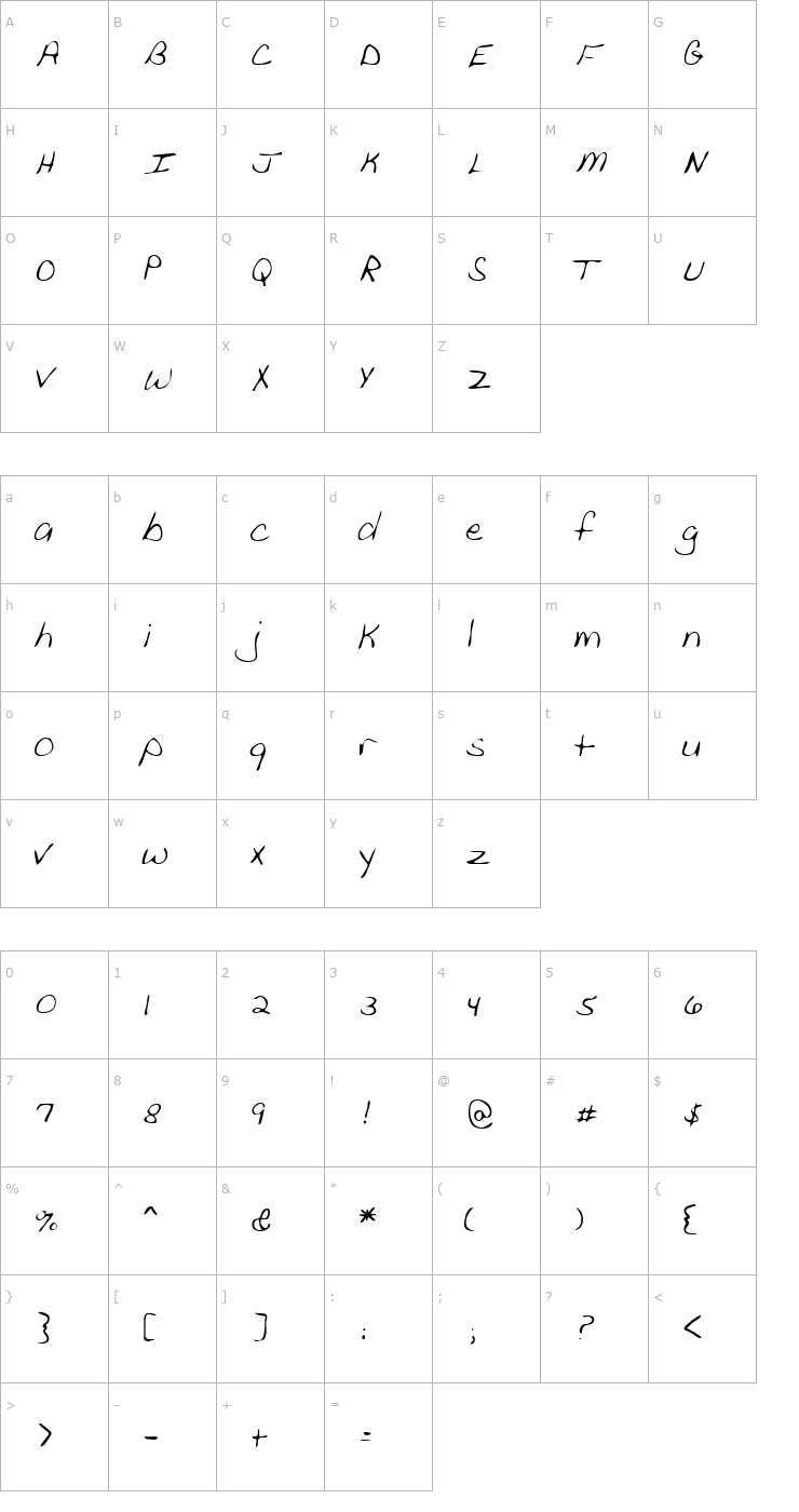 Character Map LEHN111 Font