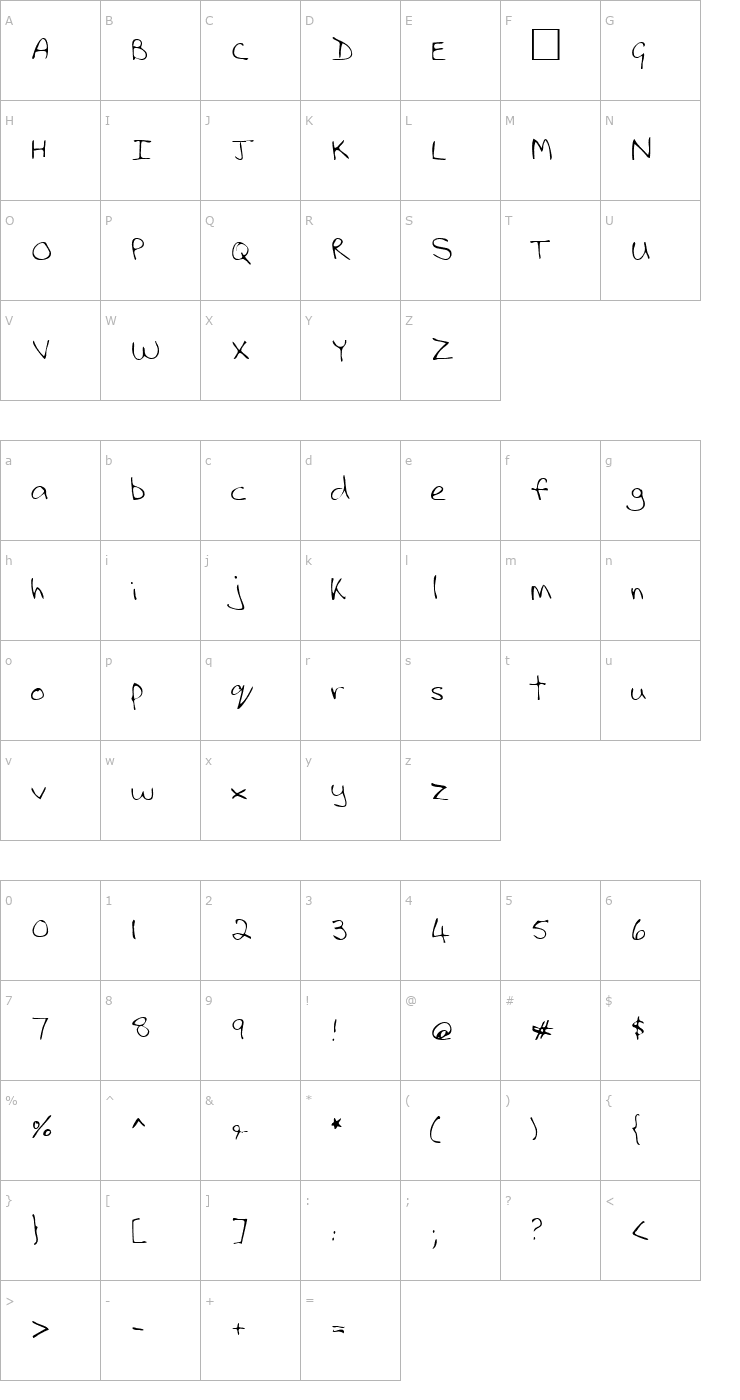 Character Map LEHN112 Font