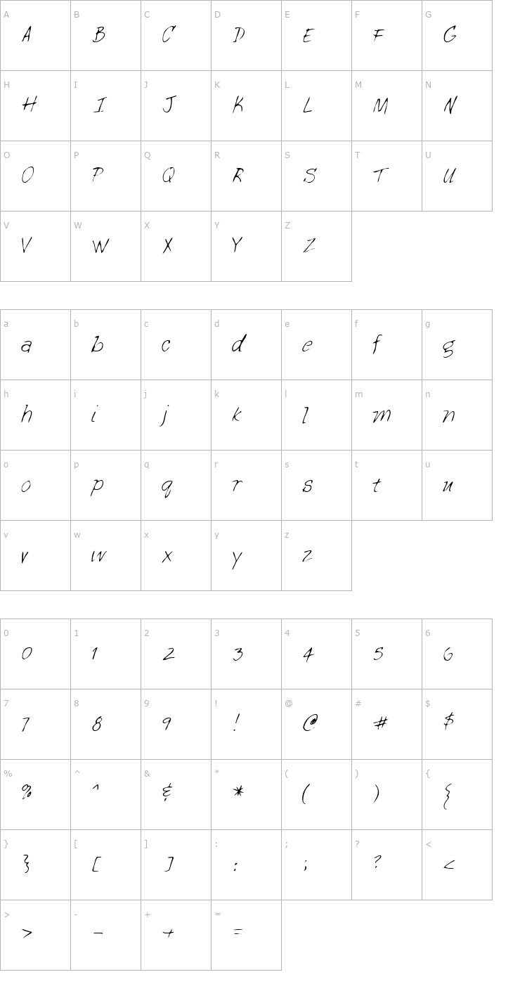 Character Map LEHN113 Font