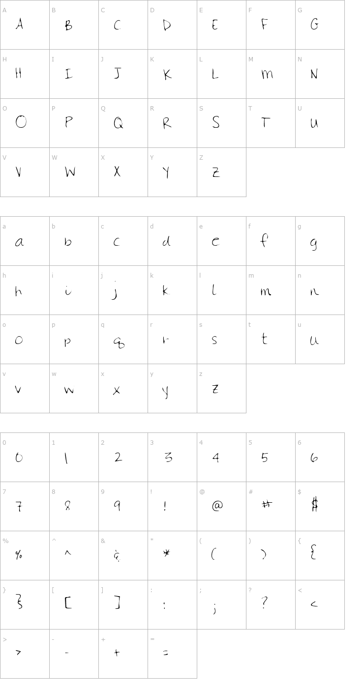 Character Map LEHN115 Font