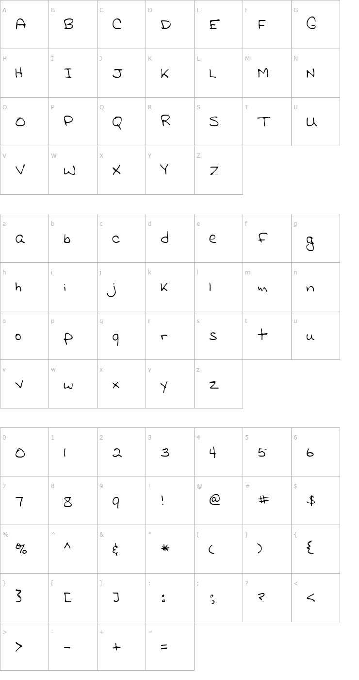 Character Map LEHN116 Font