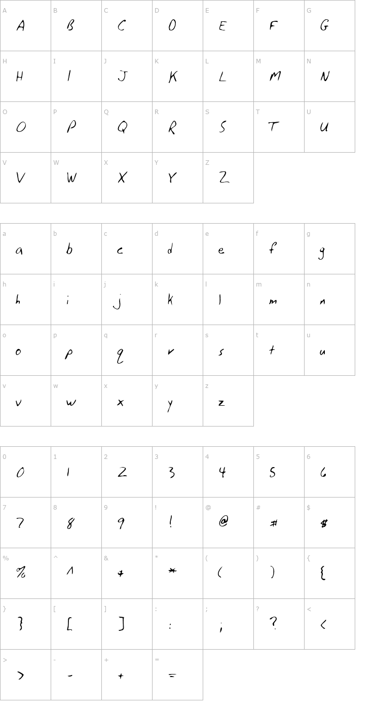 Character Map LEHN117 Font