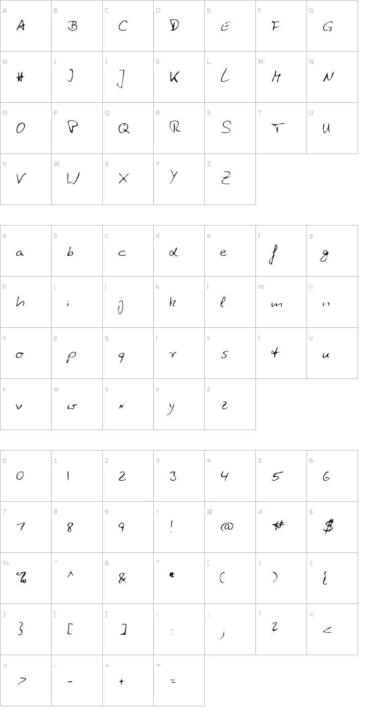 Character Map LEHN118 Font