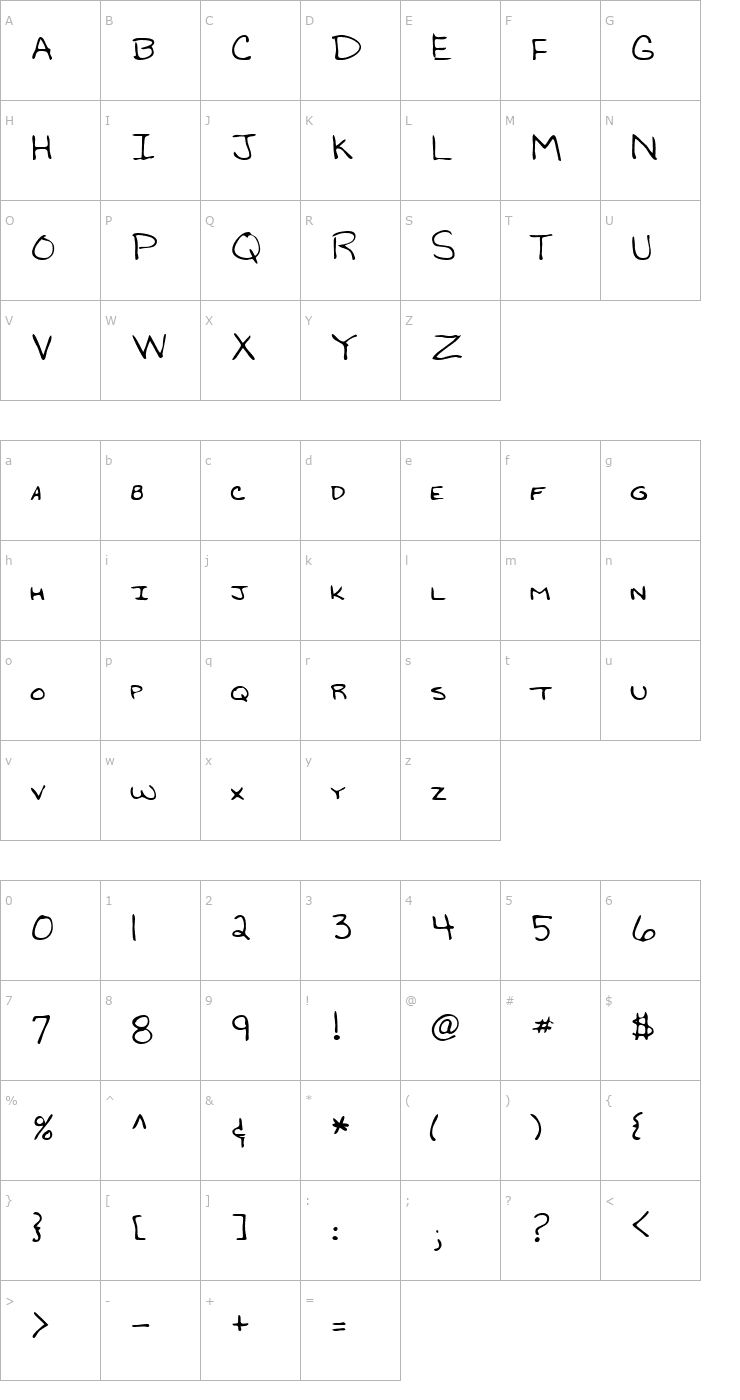 Character Map LEHN119 Font