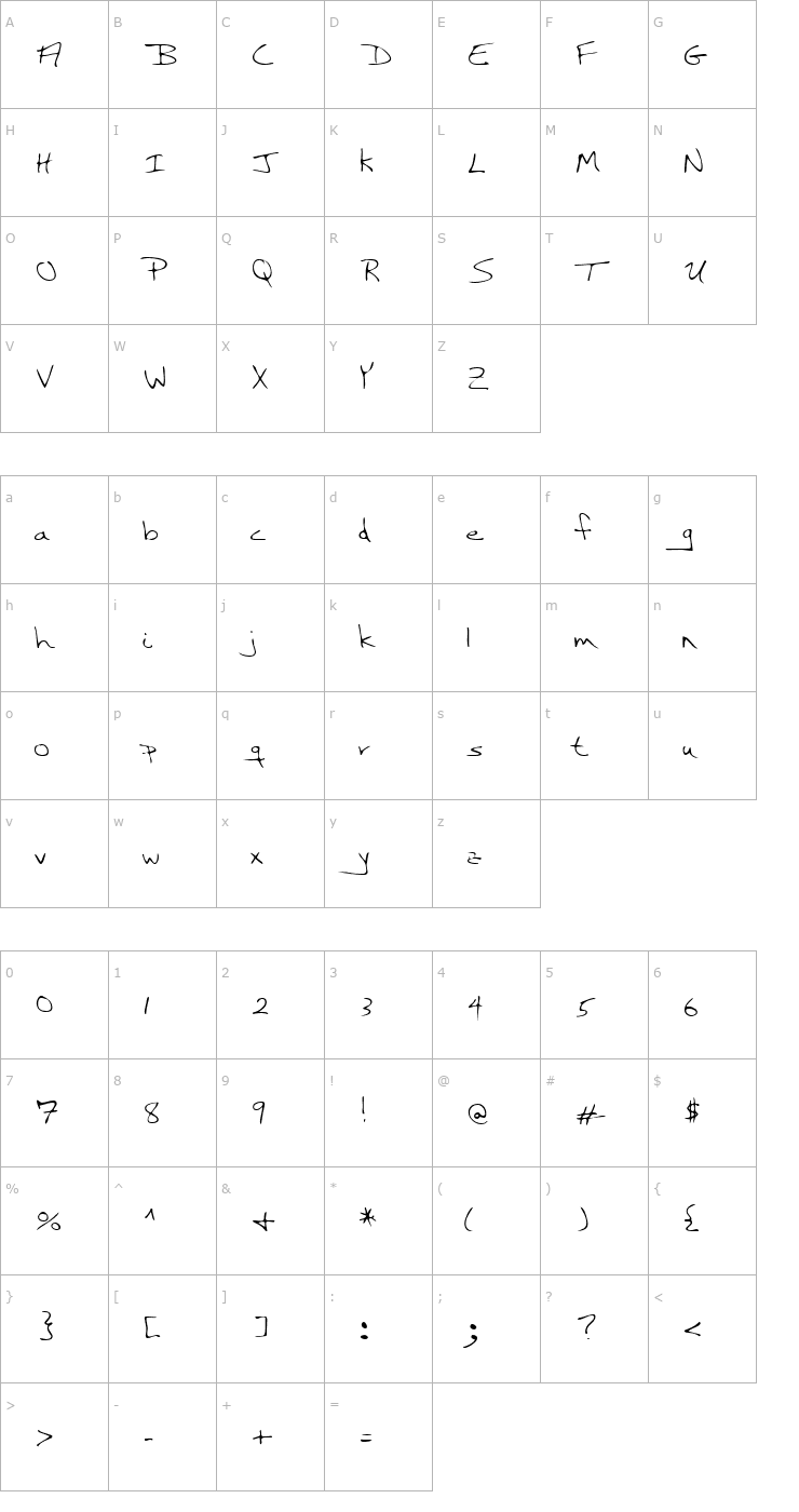 Character Map LEHN121 Font