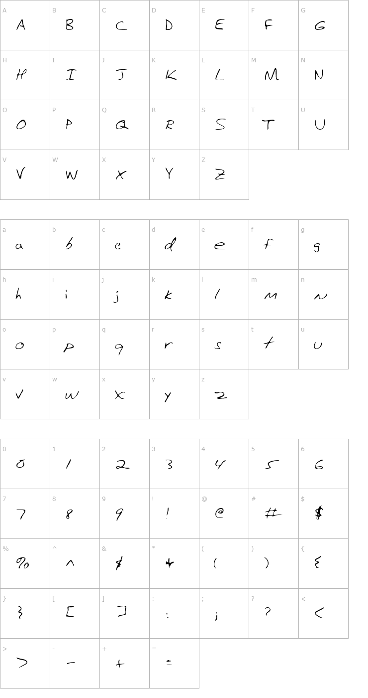 Character Map LEHN123 Font