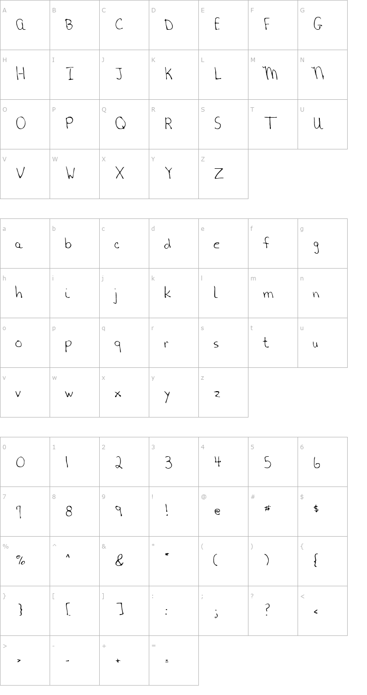 Character Map LEHN124 Font