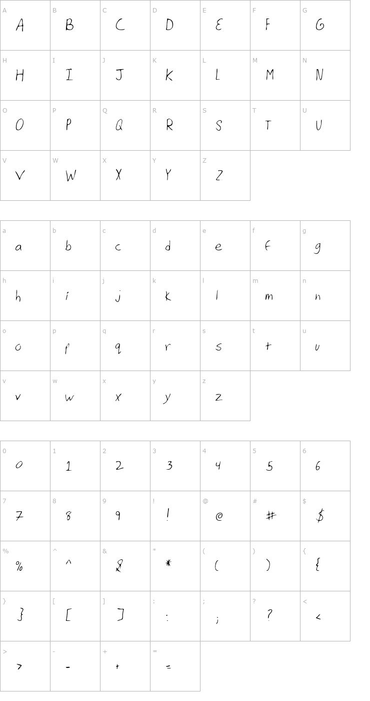 Character Map LEHN126 Font