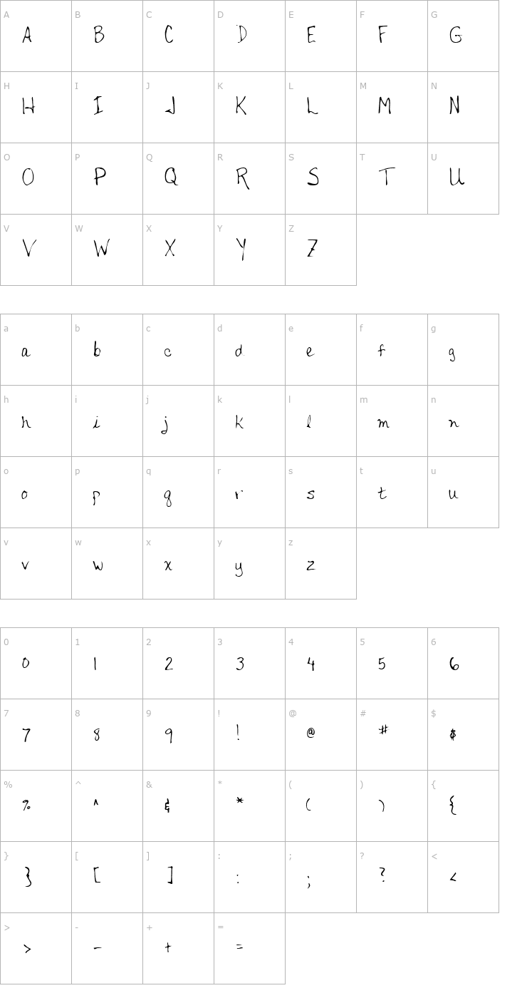 Character Map LEHN127 Font