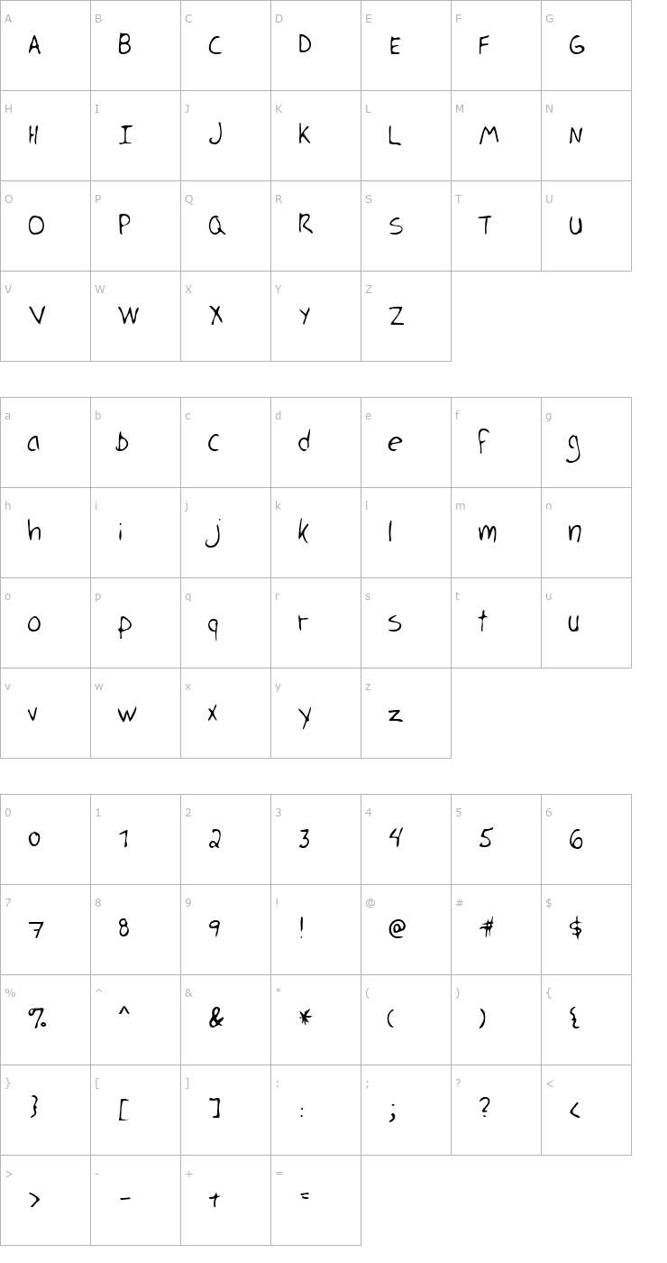 Character Map LEHN128 Font