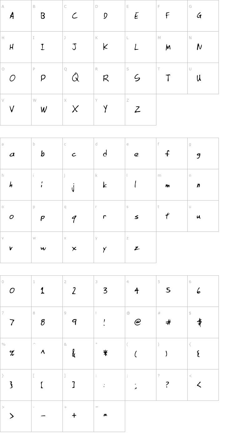 Character Map LEHN133 Font