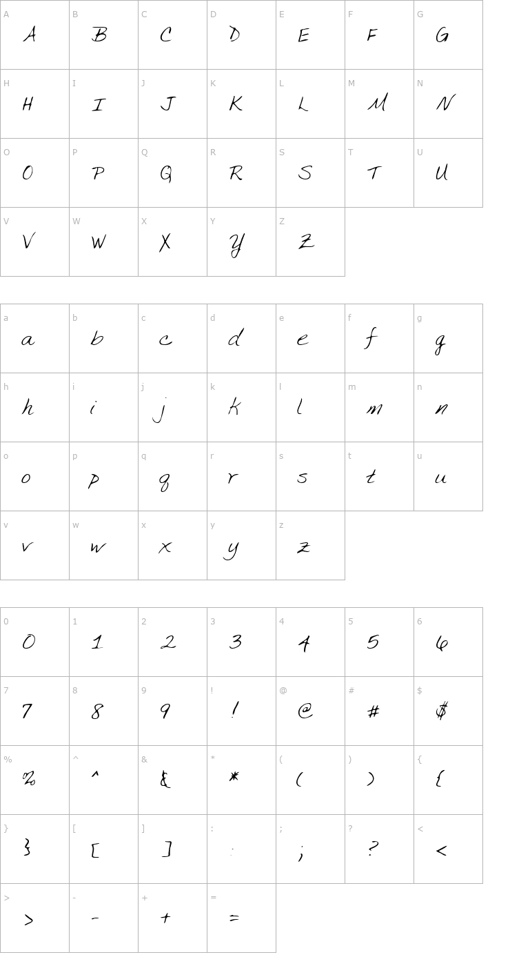 Character Map LEHN134 Font