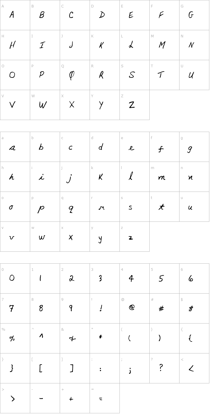 Character Map LEHN135 Font