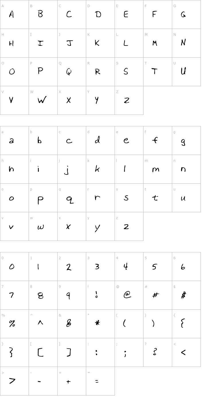 Character Map LEHN138 Font