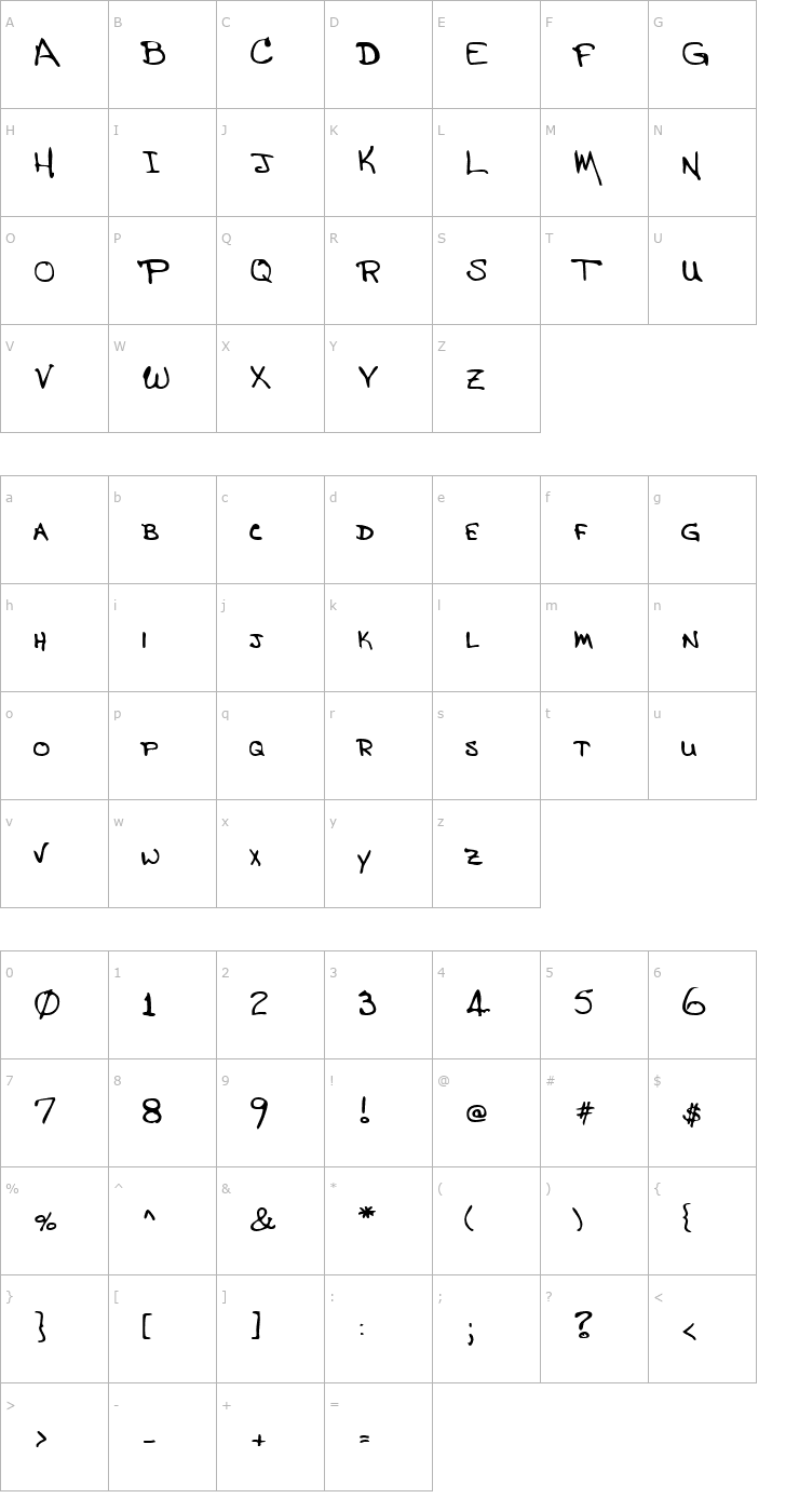 Character Map LEHN139 Font