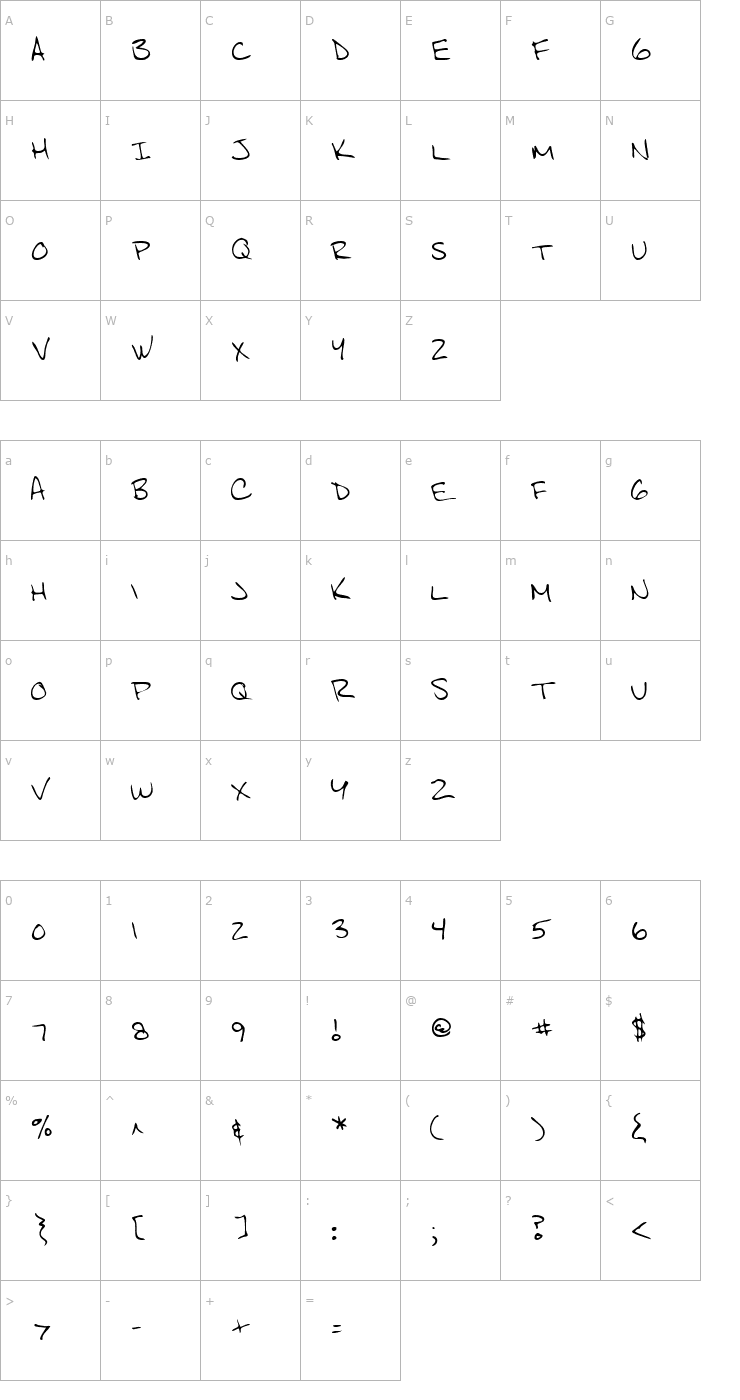 Character Map LEHN140 Font