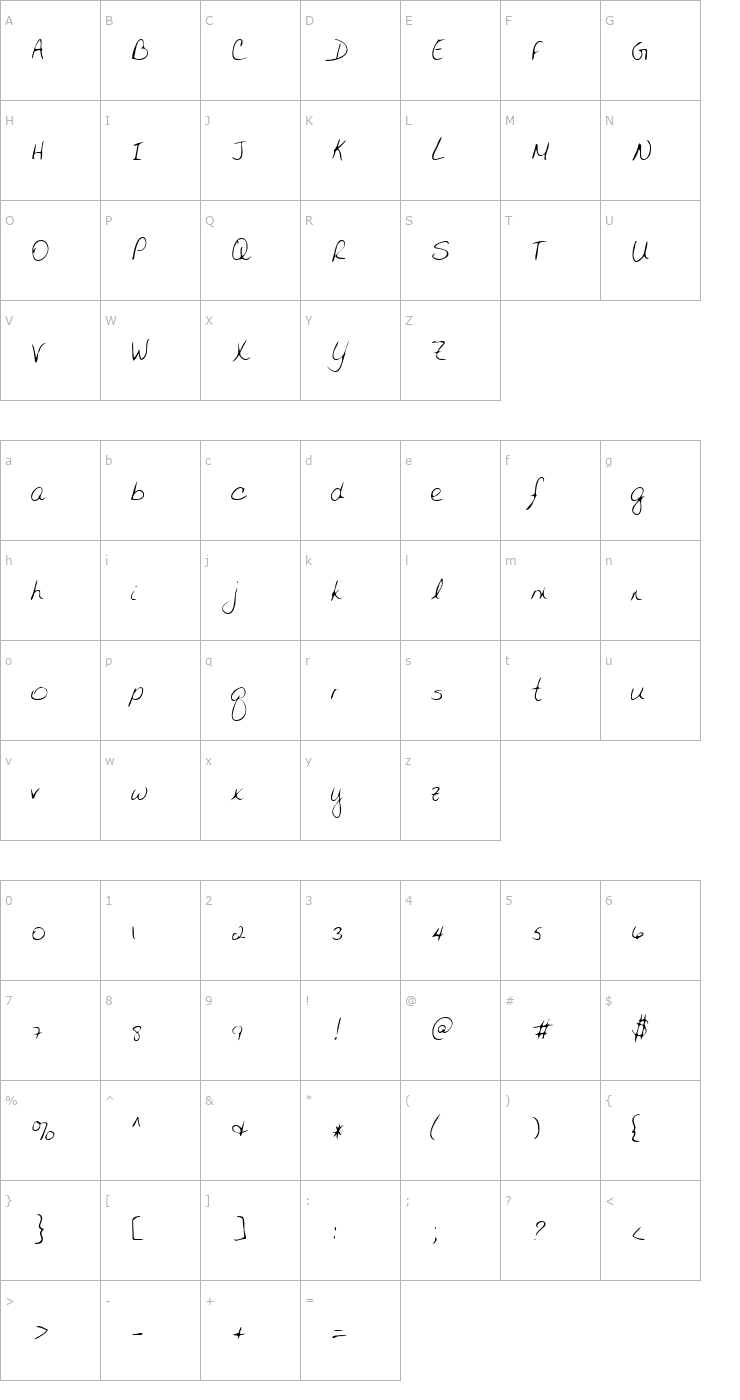 Character Map LEHN141 Font