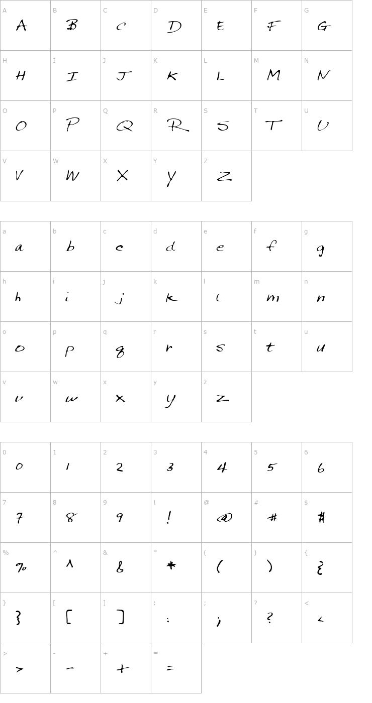 Character Map LEHN144 Font