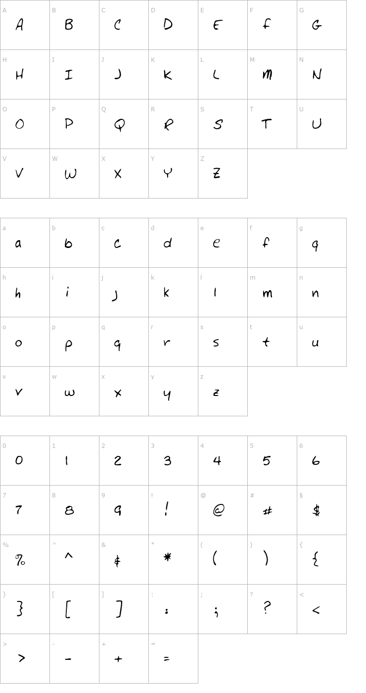 Character Map LEHN147 Font