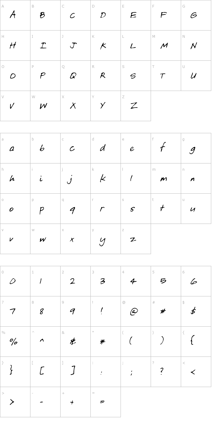 Character Map LEHN149 Font