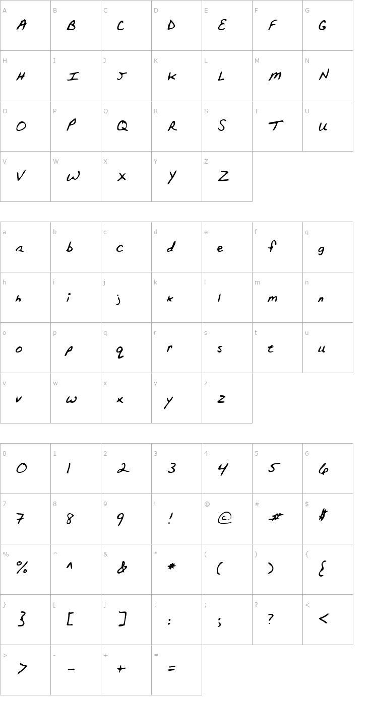 Character Map LEHN152 Font