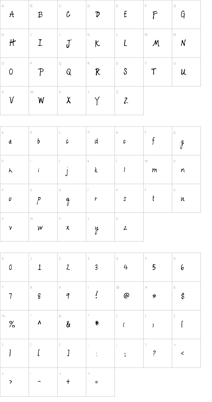 Character Map LEHN153 Font