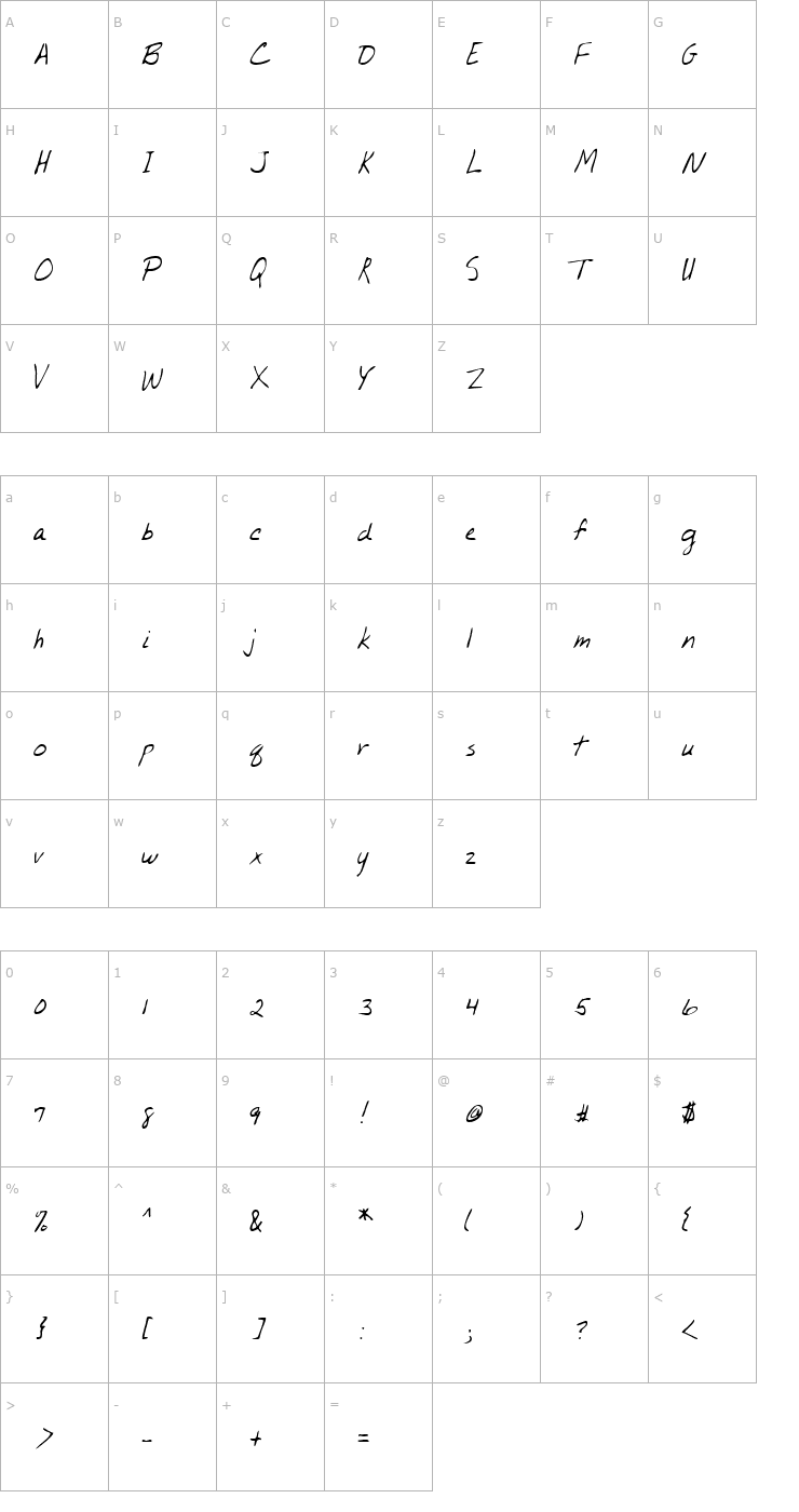 Character Map LEHN155 Font