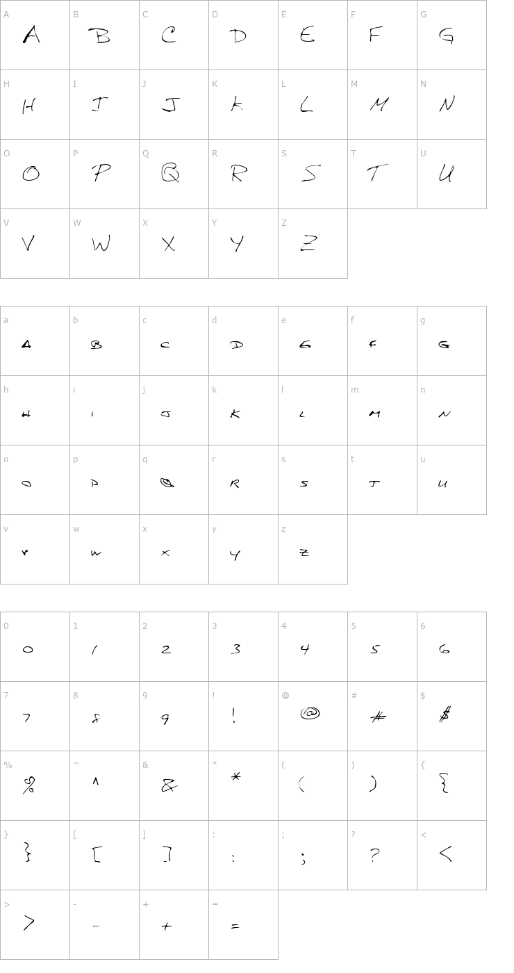 Character Map LEHN156 Font