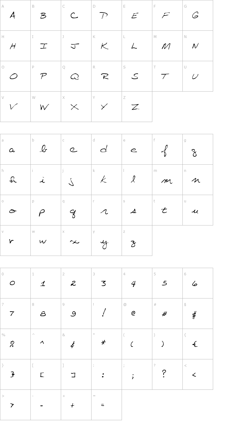 Character Map LEHN157 Font