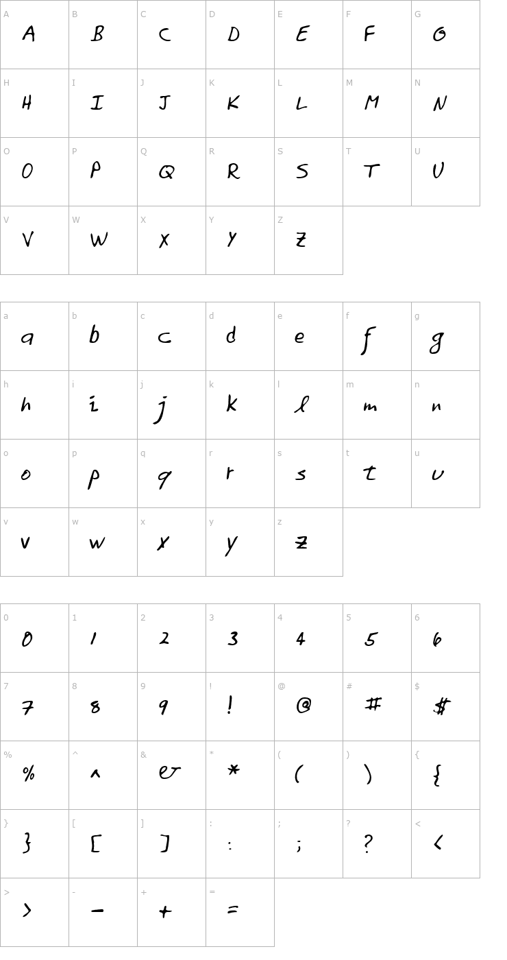 Character Map LEHN158 Font