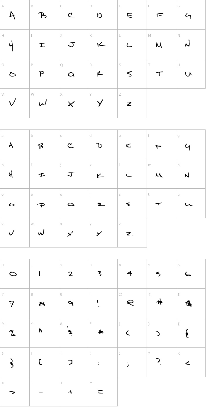 Character Map LEHN159 Font